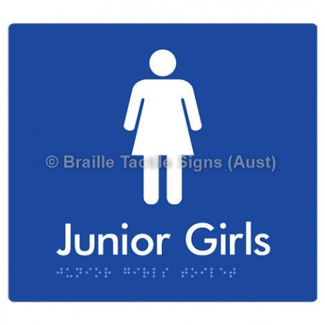 Braille Sign Junior Girls Toilet - Braille Tactile Signs Aust. - BTS142-blu - Custom Signs - Fast Shipping - High Quality - Australian Made & Owned
