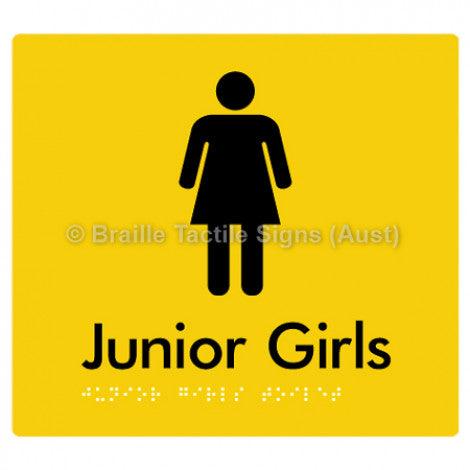 Braille Sign Junior Girls Toilet - Braille Tactile Signs Aust. - BTS142-yel - Custom Signs - Fast Shipping - High Quality - Australian Made & Owned