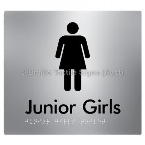 Braille Sign Junior Girls Toilet - Braille Tactile Signs Aust. - BTS142-aliS - Custom Signs - Fast Shipping - High Quality - Australian Made & Owned