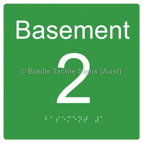 Braille Sign Level Sign - Basement 2 - Braille Tactile Signs Aust. - BTS272-BM-2-grn - Custom Signs - Fast Shipping - High Quality - Australian Made & Owned