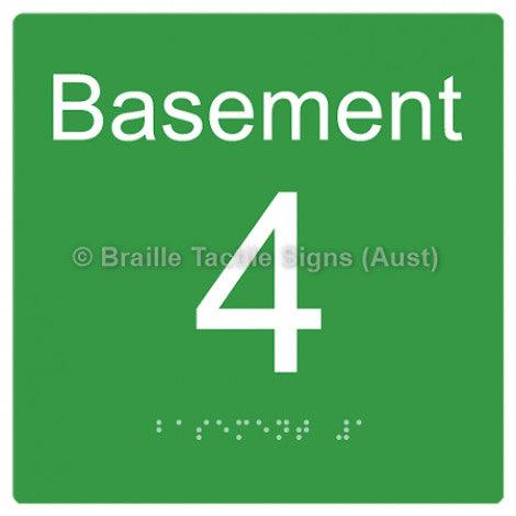 Braille Sign Level Sign - Basement 4 - Braille Tactile Signs Aust. - BTS272-BM-4-grn - Custom Signs - Fast Shipping - High Quality - Australian Made & Owned