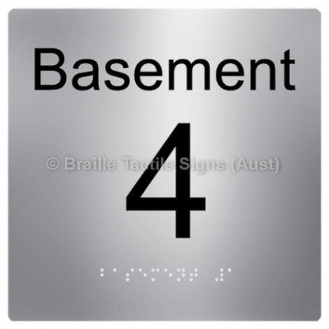 Braille Sign Level Sign - Basement 4 - Braille Tactile Signs Aust. - BTS272-BM-4-aliS - Custom Signs - Fast Shipping - High Quality - Australian Made & Owned