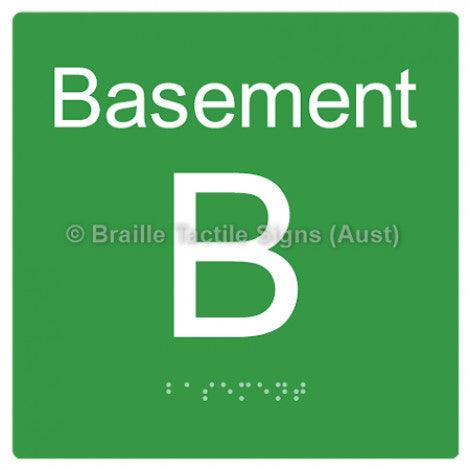 Braille Sign Level Sign - Basement - Braille Tactile Signs Aust. - BTS272-BM-grn - Custom Signs - Fast Shipping - High Quality - Australian Made & Owned