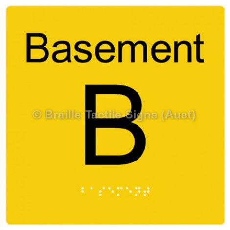 Braille Sign Level Sign - Basement - Braille Tactile Signs Aust. - BTS272-BM-yel - Custom Signs - Fast Shipping - High Quality - Australian Made & Owned