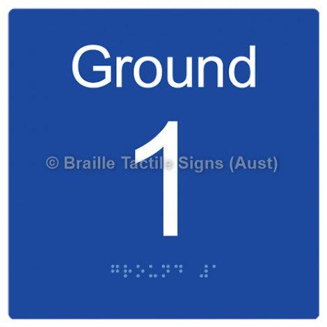 Braille Sign Level Sign - Ground 1 - Braille Tactile Signs Aust. - BTS272-G-1-blu - Custom Signs - Fast Shipping - High Quality - Australian Made & Owned