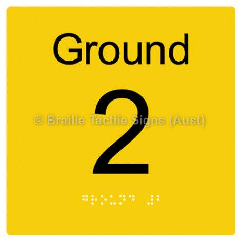 Braille Sign Level Sign - Ground 2 - Braille Tactile Signs Aust. - BTS272-G-2-yel - Custom Signs - Fast Shipping - High Quality - Australian Made & Owned