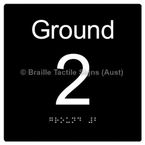 Braille Sign Level Sign - Ground 2 - Braille Tactile Signs Aust. - BTS272-G-2-blk - Custom Signs - Fast Shipping - High Quality - Australian Made & Owned