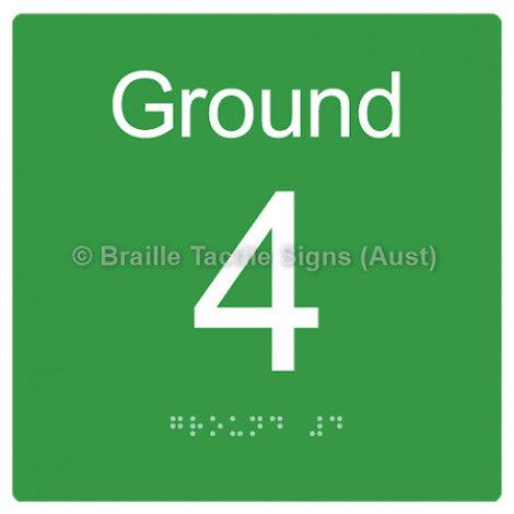 Braille Sign Level Sign - Ground 4 - Braille Tactile Signs Aust. - BTS272-G-4-grn - Custom Signs - Fast Shipping - High Quality - Australian Made & Owned
