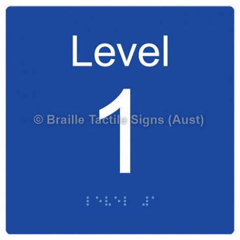 Braille Sign Level Sign - Level 1 - Braille Tactile Signs Aust. - BTS272-01-blu - Custom Signs - Fast Shipping - High Quality - Australian Made & Owned