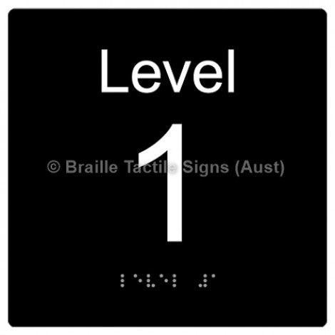 Braille Sign Level Sign - Level 1 - Braille Tactile Signs Aust. - BTS272-01-blk - Custom Signs - Fast Shipping - High Quality - Australian Made & Owned