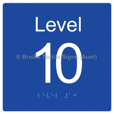 Braille Sign Level Sign - Level 10 - Braille Tactile Signs Aust. - BTS272-10-blu - Custom Signs - Fast Shipping - High Quality - Australian Made & Owned