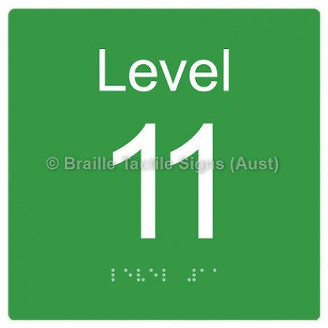 Braille Sign Level Sign - Level 11 - Braille Tactile Signs Aust. - BTS272-11-grn - Custom Signs - Fast Shipping - High Quality - Australian Made & Owned