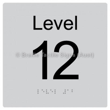 Braille Sign Level Sign - Level 12 - Braille Tactile Signs Aust. - BTS272-12-slv - Custom Signs - Fast Shipping - High Quality - Australian Made & Owned