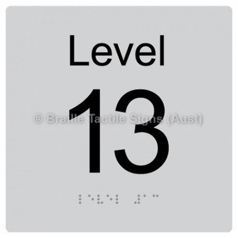 Braille Sign Level Sign - Level 13 - Braille Tactile Signs Aust. - BTS272-13-slv - Custom Signs - Fast Shipping - High Quality - Australian Made & Owned