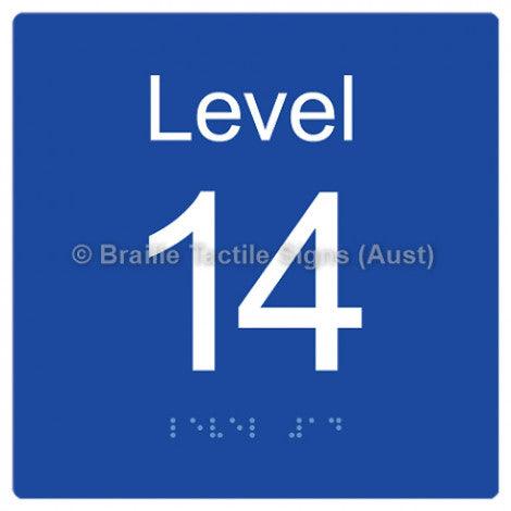 Braille Sign Level Sign - Level 14 - Braille Tactile Signs Aust. - BTS272-14-blu - Custom Signs - Fast Shipping - High Quality - Australian Made & Owned