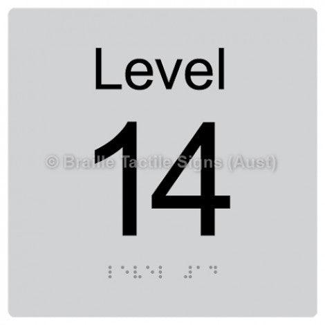 Braille Sign Level Sign - Level 14 - Braille Tactile Signs Aust. - BTS272-14-slv - Custom Signs - Fast Shipping - High Quality - Australian Made & Owned