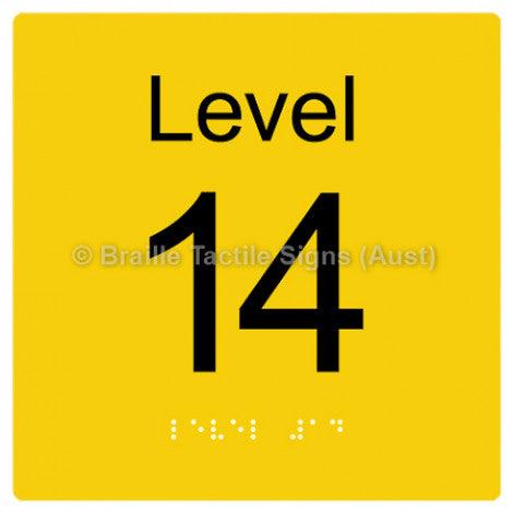 Braille Sign Level Sign - Level 14 - Braille Tactile Signs Aust. - BTS272-14-yel - Custom Signs - Fast Shipping - High Quality - Australian Made & Owned