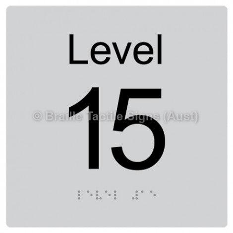 Braille Sign Level Sign - Level 15 - Braille Tactile Signs Aust. - BTS272-15-slv - Custom Signs - Fast Shipping - High Quality - Australian Made & Owned