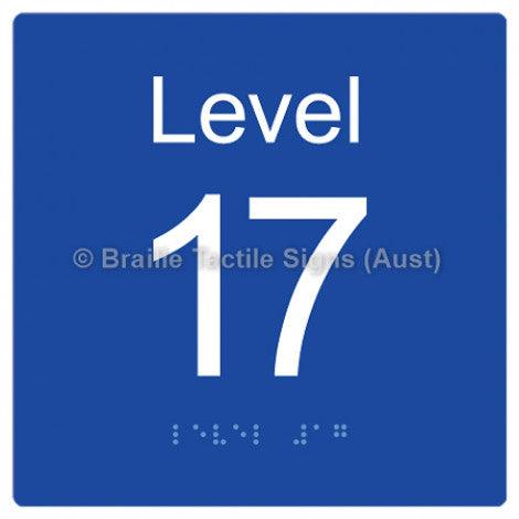 Braille Sign Level Sign - Level 17 - Braille Tactile Signs Aust. - BTS272-17-blu - Custom Signs - Fast Shipping - High Quality - Australian Made & Owned