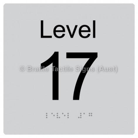 Braille Sign Level Sign - Level 17 - Braille Tactile Signs Aust. - BTS272-17-slv - Custom Signs - Fast Shipping - High Quality - Australian Made & Owned