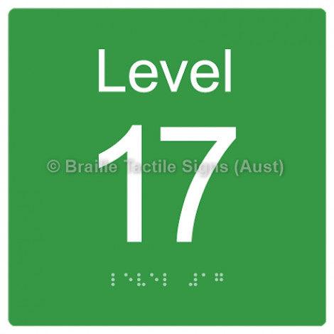 Braille Sign Level Sign - Level 17 - Braille Tactile Signs Aust. - BTS272-17-grn - Custom Signs - Fast Shipping - High Quality - Australian Made & Owned