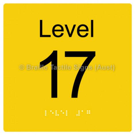 Braille Sign Level Sign - Level 17 - Braille Tactile Signs Aust. - BTS272-17-yel - Custom Signs - Fast Shipping - High Quality - Australian Made & Owned