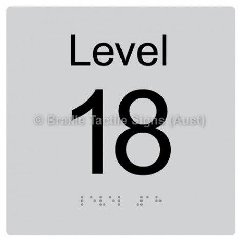 Braille Sign Level Sign - Level 18 - Braille Tactile Signs Aust. - BTS272-18-slv - Custom Signs - Fast Shipping - High Quality - Australian Made & Owned