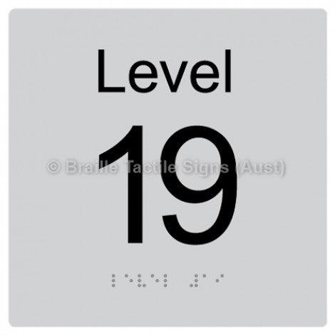 Braille Sign Level Sign - Level 19 - Braille Tactile Signs Aust. - BTS272-19-slv - Custom Signs - Fast Shipping - High Quality - Australian Made & Owned