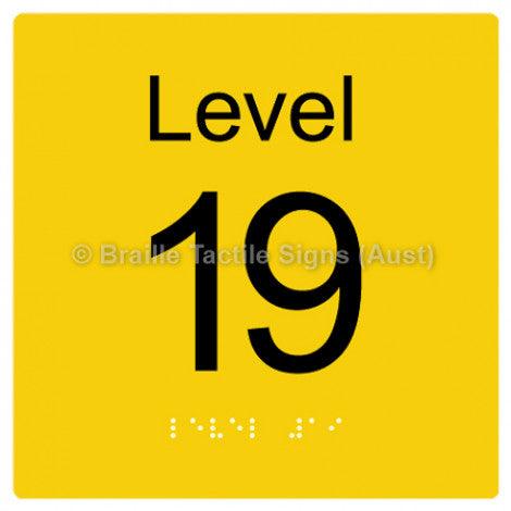 Braille Sign Level Sign - Level 19 - Braille Tactile Signs Aust. - BTS272-19-yel - Custom Signs - Fast Shipping - High Quality - Australian Made & Owned