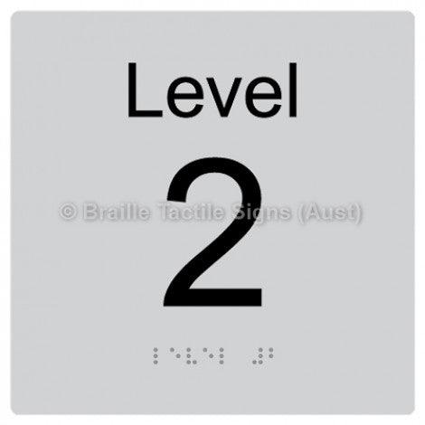 Braille Sign Level Sign - Level 2 - Braille Tactile Signs Aust. - BTS272-02-slv - Custom Signs - Fast Shipping - High Quality - Australian Made & Owned