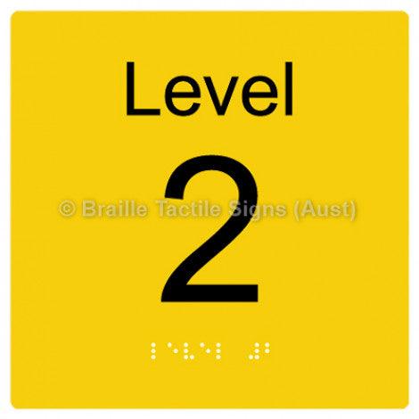 Braille Sign Level Sign - Level 2 - Braille Tactile Signs Aust. - BTS272-02-yel - Custom Signs - Fast Shipping - High Quality - Australian Made & Owned