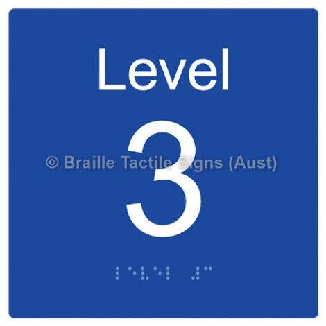 Braille Sign Level Sign - Level 3 - Braille Tactile Signs Aust. - BTS272-03-blu - Custom Signs - Fast Shipping - High Quality - Australian Made & Owned