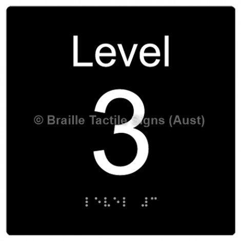Braille Sign Level Sign - Level 3 - Braille Tactile Signs Aust. - BTS272-03-blk - Custom Signs - Fast Shipping - High Quality - Australian Made & Owned