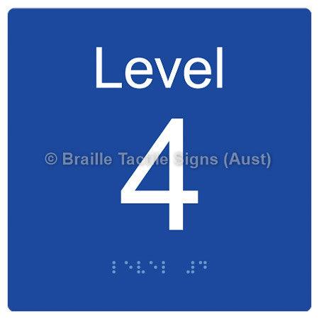 Braille Sign Level Sign - Level 4 - Braille Tactile Signs Aust. - BTS272-04-blu - Custom Signs - Fast Shipping - High Quality - Australian Made & Owned