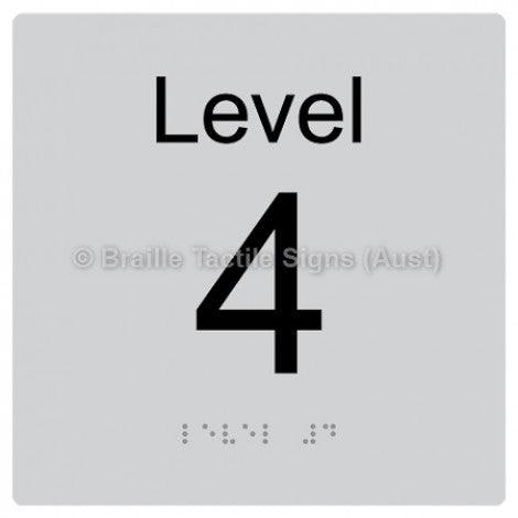 Braille Sign Level Sign - Level 4 - Braille Tactile Signs Aust. - BTS272-04-slv - Custom Signs - Fast Shipping - High Quality - Australian Made & Owned