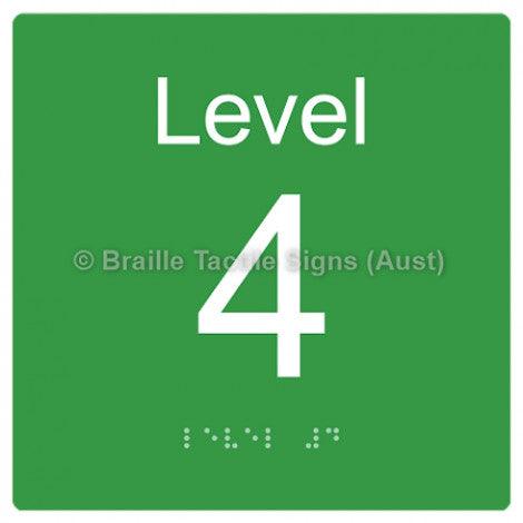Braille Sign Level Sign - Level 4 - Braille Tactile Signs Aust. - BTS272-04-grn - Custom Signs - Fast Shipping - High Quality - Australian Made & Owned