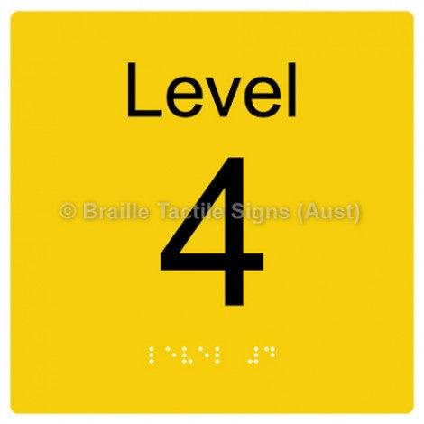Braille Sign Level Sign - Level 4 - Braille Tactile Signs Aust. - BTS272-04-yel - Custom Signs - Fast Shipping - High Quality - Australian Made & Owned