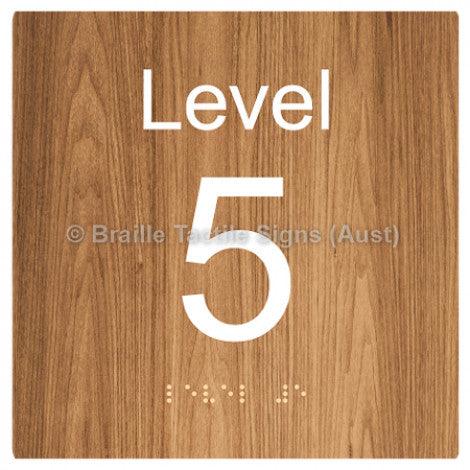 Braille Sign Level Sign - Level 5 - Braille Tactile Signs Aust. - BTS272-05-wdg - Custom Signs - Fast Shipping - High Quality - Australian Made & Owned