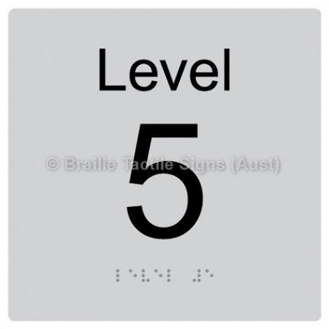 Braille Sign Level Sign - Level 5 - Braille Tactile Signs Aust. - BTS272-05-slv - Custom Signs - Fast Shipping - High Quality - Australian Made & Owned