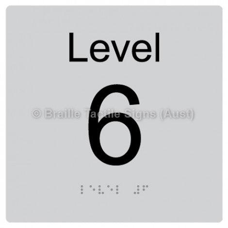 Braille Sign Level Sign - Level 6 - Braille Tactile Signs Aust. - BTS272-06-slv - Custom Signs - Fast Shipping - High Quality - Australian Made & Owned