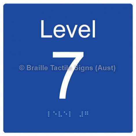 Braille Sign Level Sign - Level 7 - Braille Tactile Signs Aust. - BTS272-07-blu - Custom Signs - Fast Shipping - High Quality - Australian Made & Owned