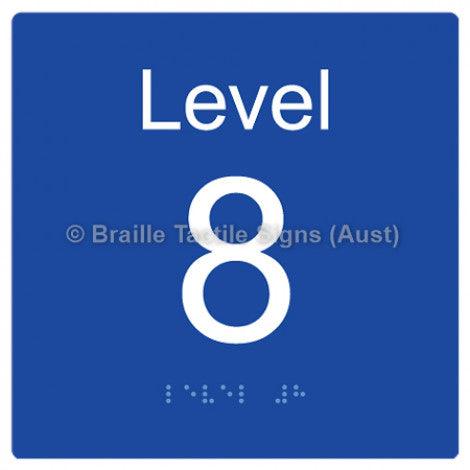 Braille Sign Level Sign - Level 8 - Braille Tactile Signs Aust. - BTS272-08-blu - Custom Signs - Fast Shipping - High Quality - Australian Made & Owned