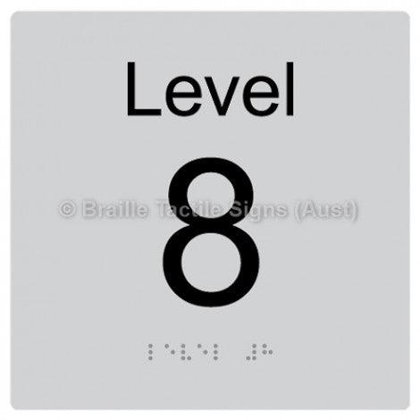 Braille Sign Level Sign - Level 8 - Braille Tactile Signs Aust. - BTS272-08-slv - Custom Signs - Fast Shipping - High Quality - Australian Made & Owned