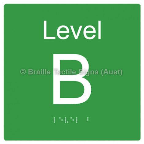 Braille Sign Level Sign - Level B - Braille Tactile Signs Aust. - BTS272-B-grn - Custom Signs - Fast Shipping - High Quality - Australian Made & Owned