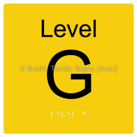 Braille Sign Level Sign - Level G - Braille Tactile Signs Aust. - BTS272-G-yel - Custom Signs - Fast Shipping - High Quality - Australian Made & Owned