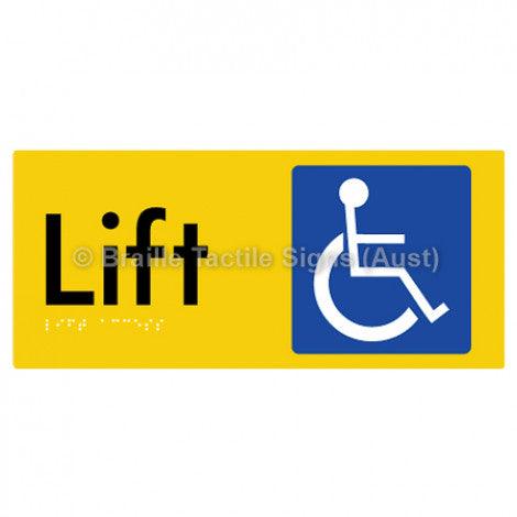 Braille Sign Lift Access - Braille Tactile Signs Aust. - BTS174-yel - Custom Signs - Fast Shipping - High Quality - Australian Made & Owned