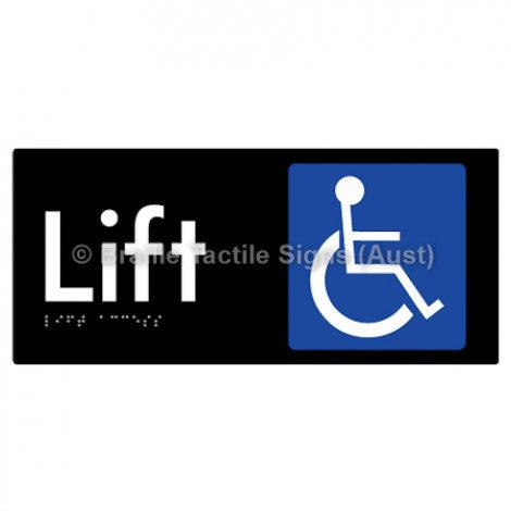Braille Sign Lift Access - Braille Tactile Signs Aust. - BTS174-blk - Custom Signs - Fast Shipping - High Quality - Australian Made & Owned