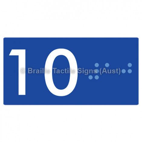 Braille Sign Lift Button Signs (B,G,P,1-10) 10 - Braille Tactile Signs Aust. - BTS189-10-blu - Custom Signs - Fast Shipping - High Quality - Australian Made & Owned
