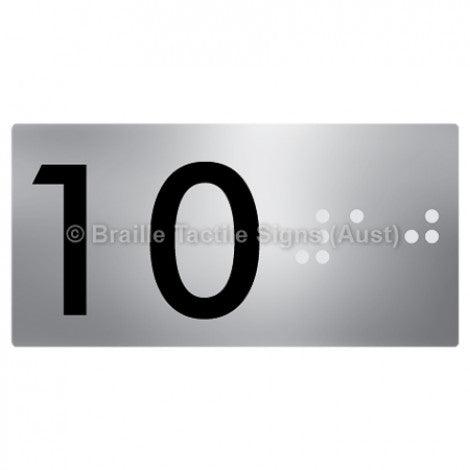 Braille Sign Lift Button Signs (B,G,P,1-10) 10 - Braille Tactile Signs Aust. - BTS189-10-aliS - Custom Signs - Fast Shipping - High Quality - Australian Made & Owned