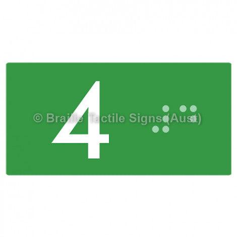 Braille Sign Lift Button Signs (B,G,P,1-10) 4 - Braille Tactile Signs Aust. - BTS189-04-grn - Custom Signs - Fast Shipping - High Quality - Australian Made & Owned